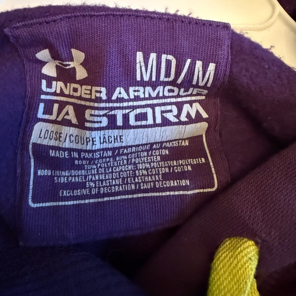 Under Armour Purple Hoodie Sweatshirt with Yellow Accents.  Womens Size Medium - Picture 2 of 5